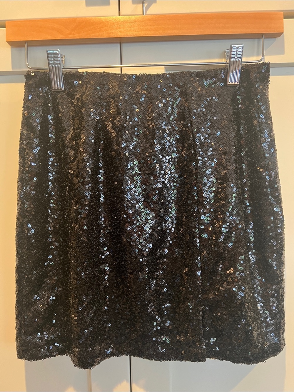 Madden NYC Black Sequin A-Line Mini Skirt - Shimmery Evening Skirt Size S